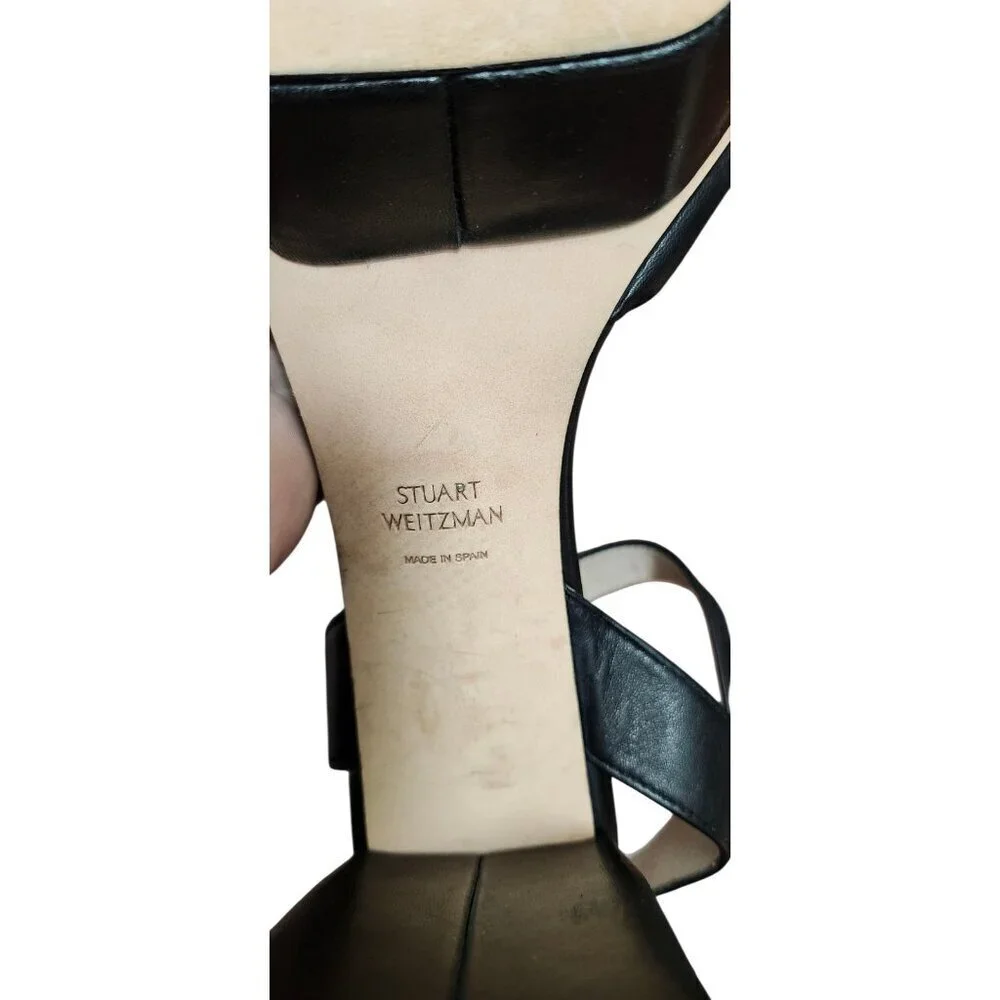 Stuart Weitzman Women's Newdeal Leather Platform Ankle Strap Sandals Size 9 M